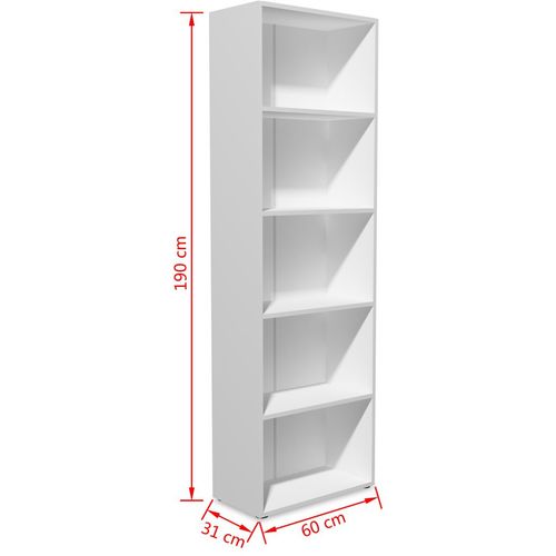 Polica za knjige od iverice 60 x 31 x 190 cm bijela slika 14
