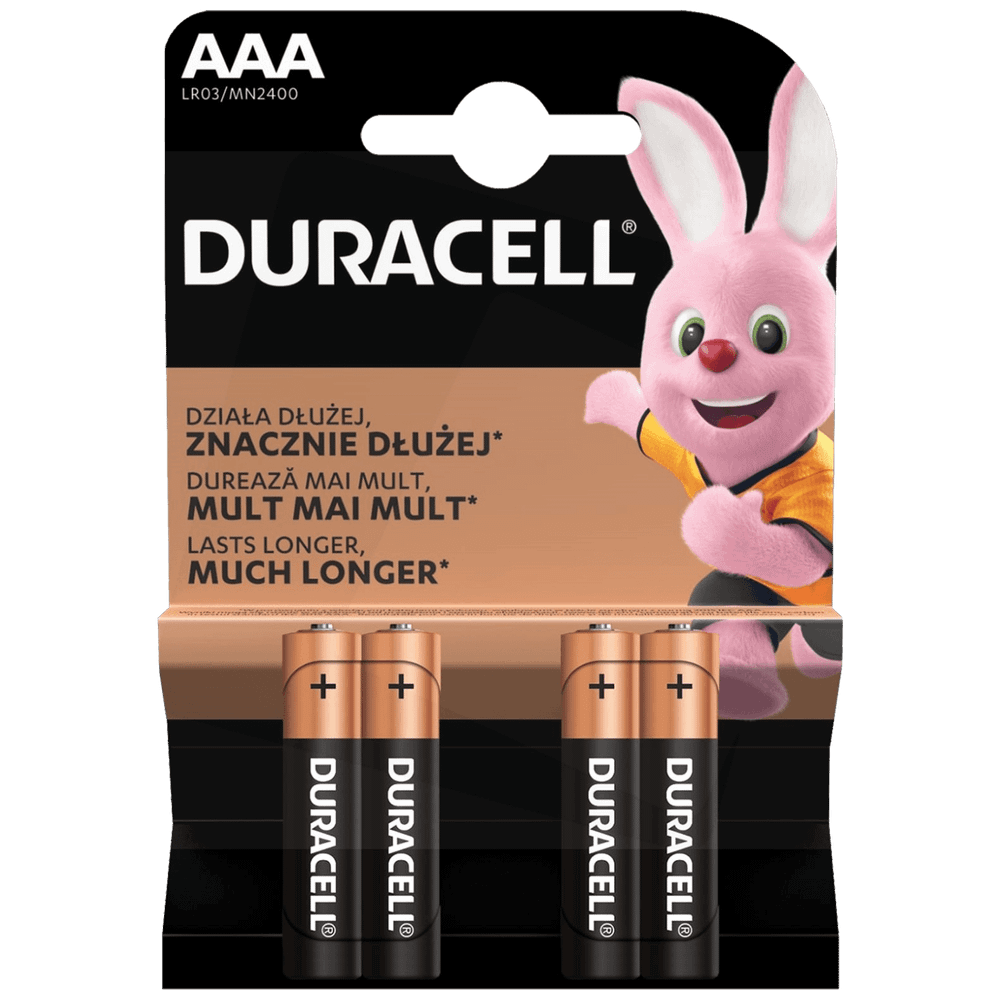 Duracell Baterija alkalna, AAA, 1,5 V, blister 4 kom. - Mignon AAA B4 slika 1