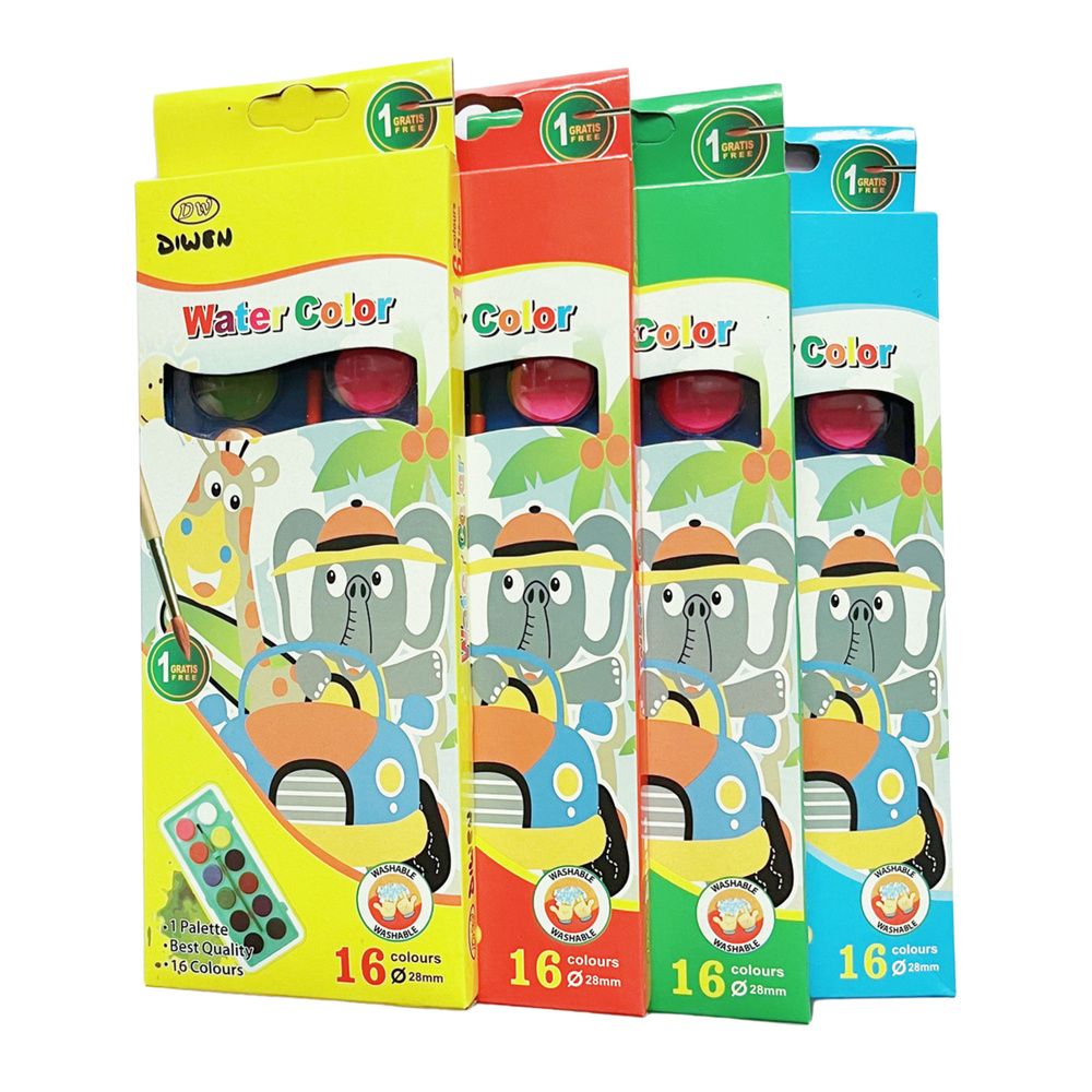 Set školskih akvarelnih boja, 16 boja, kist slika 3