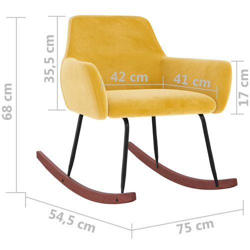 Stolica za ljuljanje žuta baršunasta slika 7