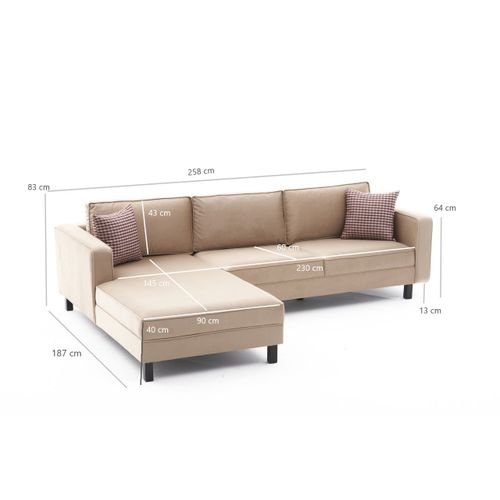 Atelier Del Sofa Kutna garnitura, Krem, Kale Velvet Left - Cream slika 7