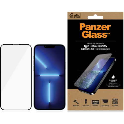 Panzerglass zaštitno staklo za iPhone 13 Pro Max case friendly antibacterial black slika 1