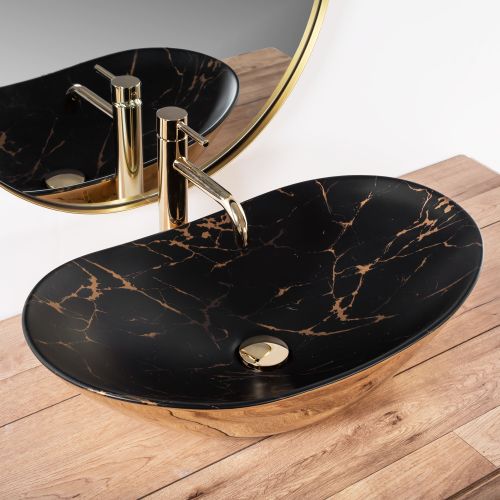 Nadgradni umivaonik REA Royal In Black Marble Gold slika 2