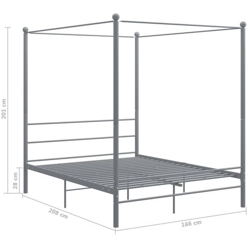 Okvir za krevet s nadstrešnicom sivi metalni 160 x 200 cm slika 6