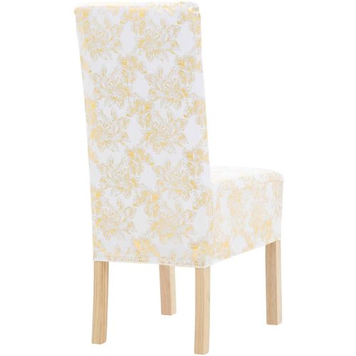 Navlake za stolice 4 kom rastezljive bijele sa zlatnim uzorkom slika 8