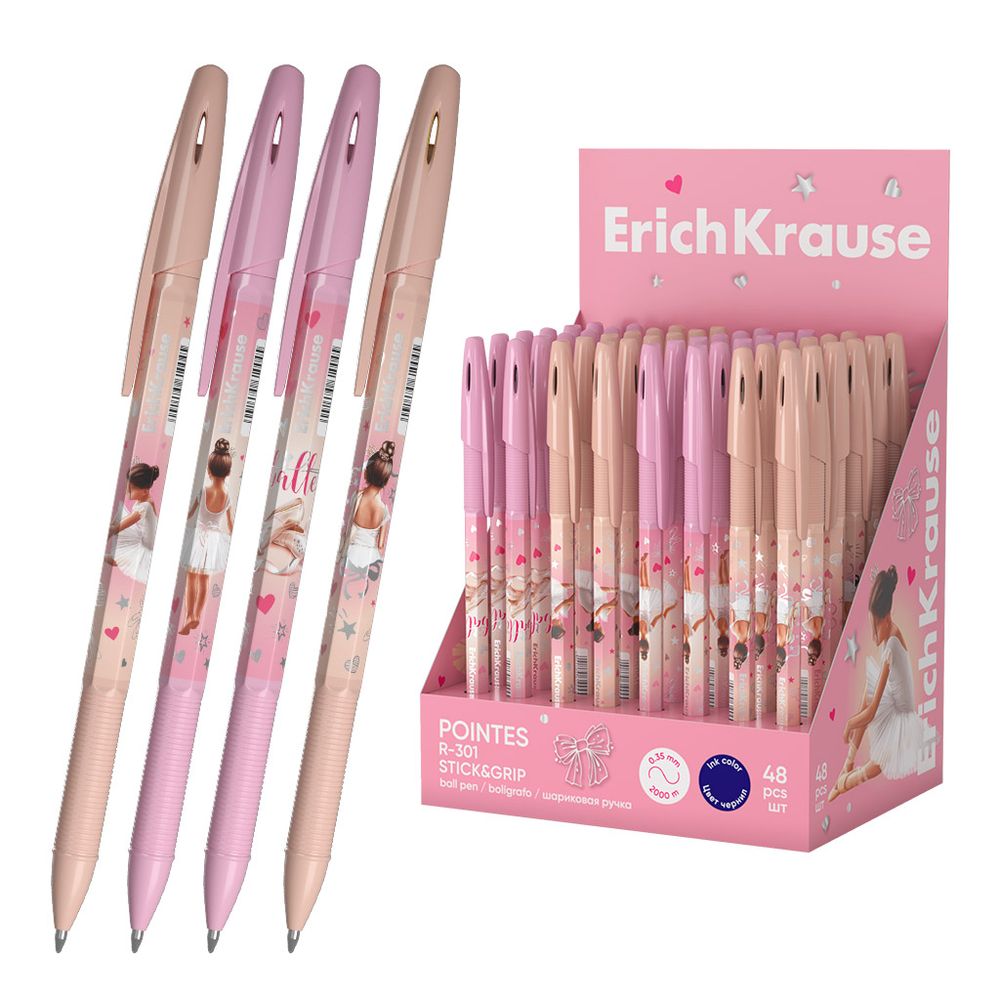 Kemijska olovka ErichKrause Stick&amp;Grip Pointes R-301 (0.7) plavi ispis sortirano 48/1 slika 1