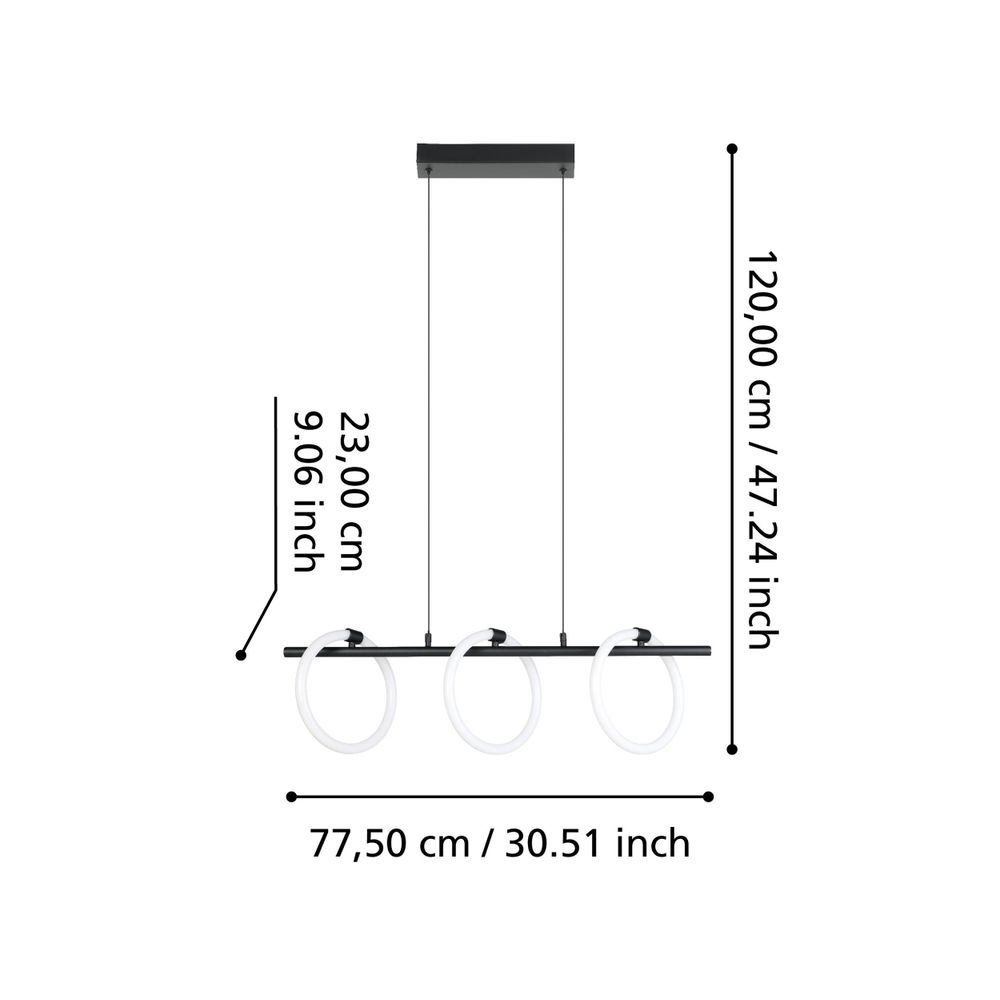 Eglo visilica/3, LED, 3x9W, crna/bijeli prsteni 'CARANACOA' slika 5
