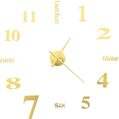 3D zidni sat moderni dizajn 100 cm XXL zlatni slika 8