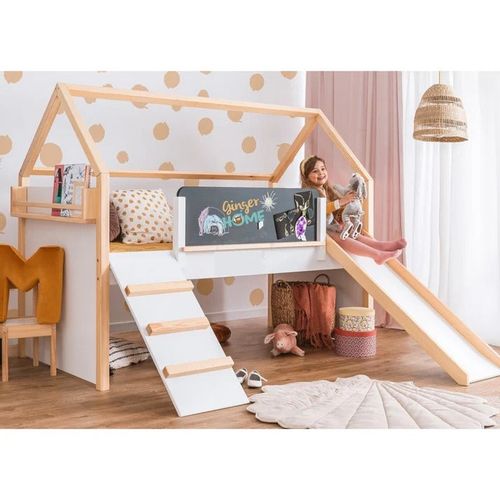 Kinder Home Montessori Dvospratna Kućica Za Dečiji Krevet Sa Toboganom,  90x200Cm slika 2