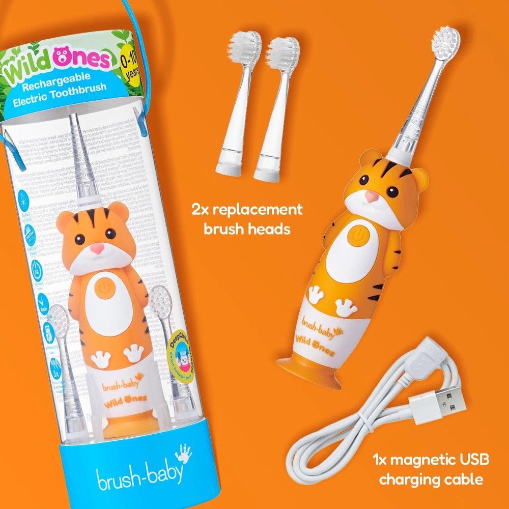 Brush-Baby Dječija punjiva električna četkica WildOnes - Tigar slika 9