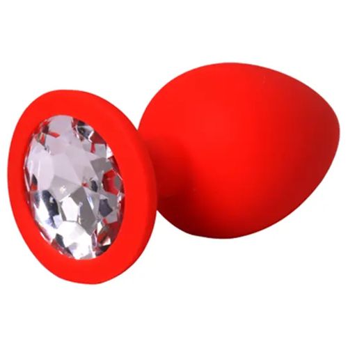 Mali crveni silikonski analni dildo sa dijamantom slika 1