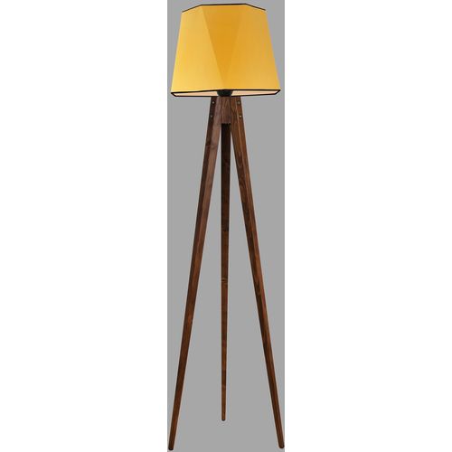 Tripod lambader ceviz altıgen hardal abajurlu Mustard Floor Lamp slika 1