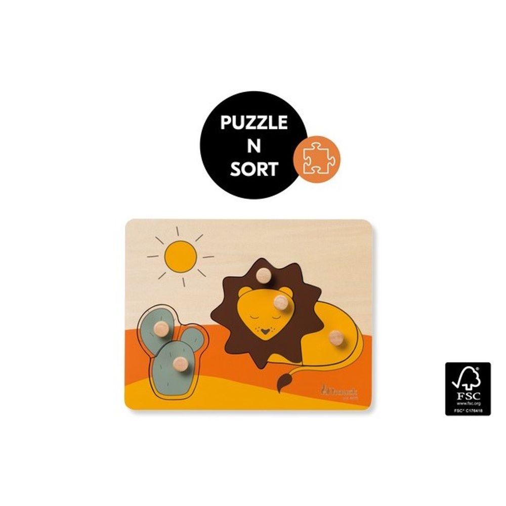 Hauck Drvena slagalica Puzzle N Sort - Lav slika 3