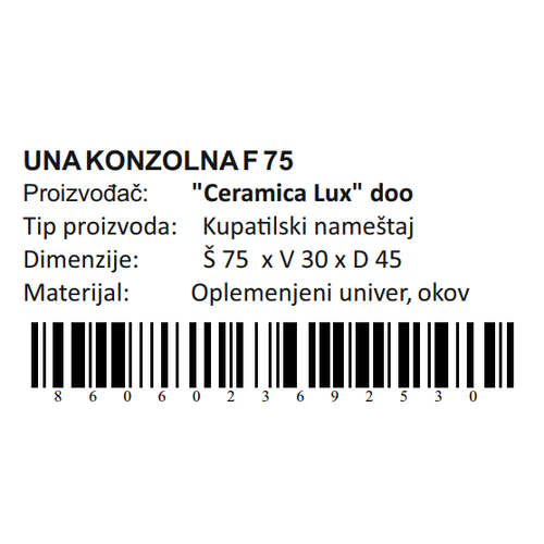 Ceramica lux   Una donji deo L75 konzolna 300251 slika 5