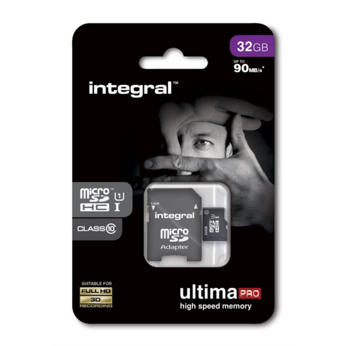 Integral 32GB Micro SDHC Class 10 Memorijska Kartica s Brzinom Čitanja do 90MB/s + SD Adapter slika 1