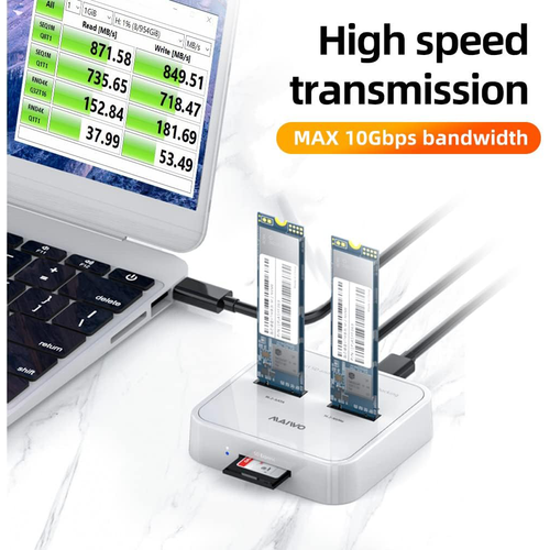 Docking station MAIWO K3016SD, Type C 3.2 na 2 x M.2 (SATA i PCIe NvMe), SD Card, beli slika 6