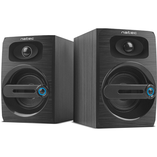 Natec NGL-1641 COUGAR, Stereo Speakers 2.0, 6W RMS, USB power, 3.5mm Connector, Wooden Case, Black slika 1