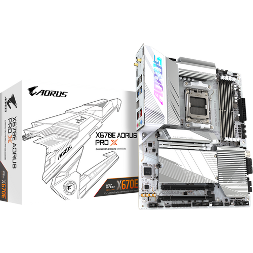 Gigabyte X670E AORUS PRO X AM5, X670 Chipset, 4x DDR5 (AMD EXPO and Intel XMP),  PCIe 5.0 x16 slot with 10X strength for graphics card slika 1