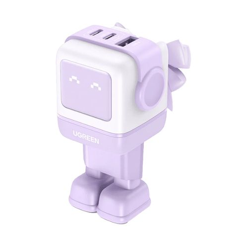 Kućni punjač UGREEN Robot, 65W, 2x USB-C, USB-A, GaN, ljubičasti slika 1