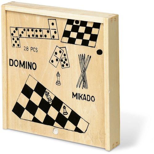 Igra društvena 4U1 Šah, domino, mlin i Mikado u drvenoj kutiji, dim. 16x16x3 cm slika 2