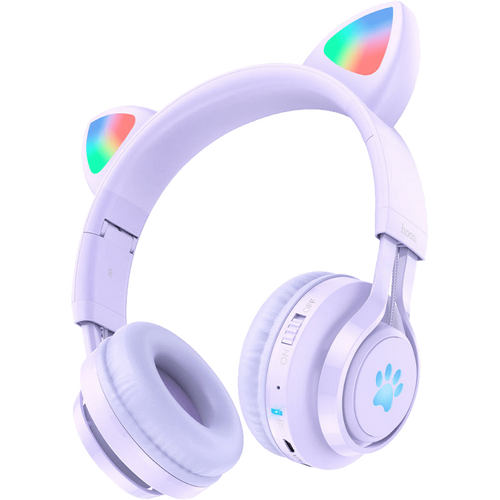 hoco. Bežične stereo slušalice, Bluetooth v5.3, 400mAh - W39 slušalice Mačje uši,Ljubičaste slika 4