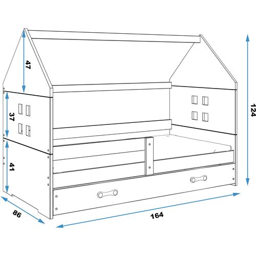 Drveni dječji krevet Domi s ladicom na izvlačenje - 160x80cm - sivi - bijeli slika 3