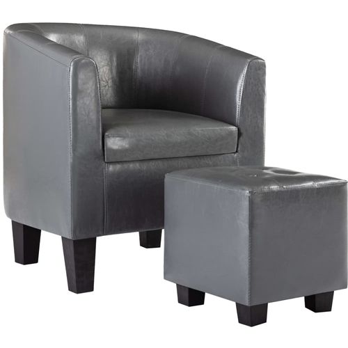 Fotelja od umjetne kože s osloncem za noge siva slika 9