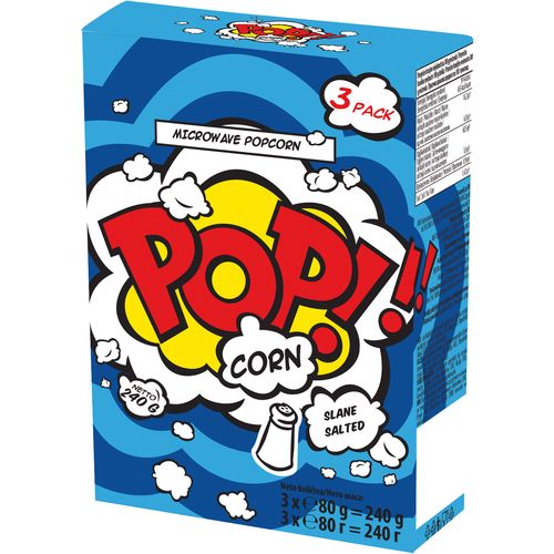 Pop!!! Corn Slane kokice za mikrovalnu 3kom, 240g slika 1