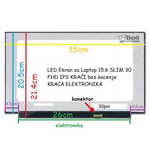 LED Ekran za Laptop 15.6 SLIM 30 FHD IPS KRAĆI bez kacenja KRACA ELEKTRONIKA slika 2