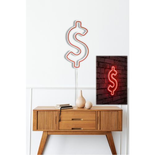 Wallity Ukrasna plastična LED rasvjeta, Dollar Sign - Red slika 11