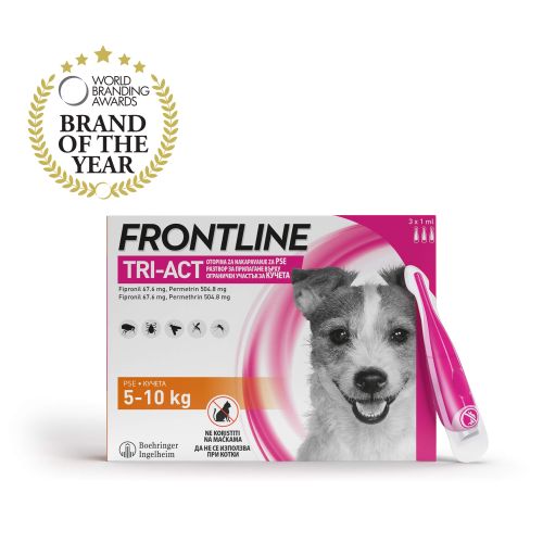 FRONTLINE Tri-Act S, otopina za nakapavanje, za pse 5-10 kg, 3x1,0 mL slika 2