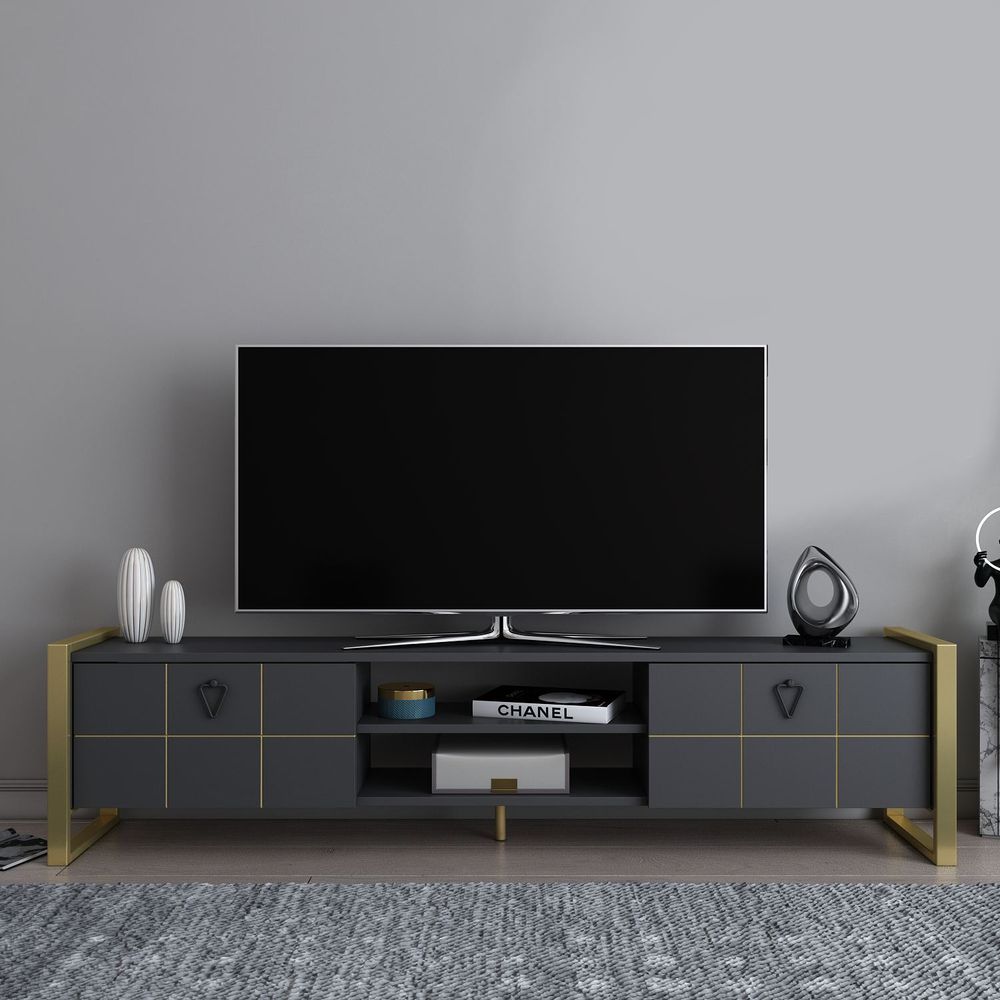 TV Stalak Mila - Antracit i Zlato slika 1