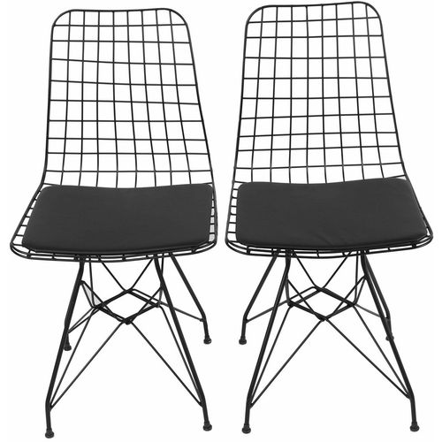 Woody Fashion Set stolica (2 komada), Crno, 2'Li Minderli Metal Tel Sandalye slika 5