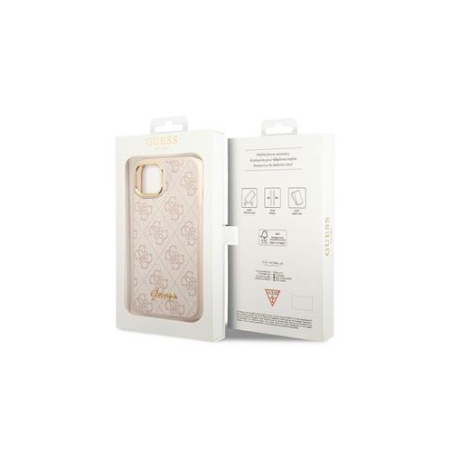 GUESS Futrola za iPhone 14 Pink Metal Outline Script slika 2