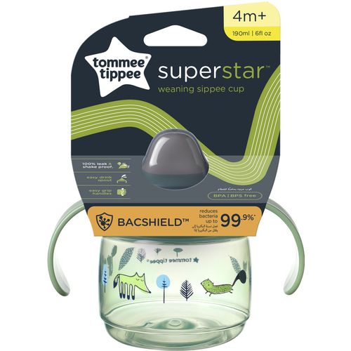 Tommee Tippee Superstar "WEANING SIPPEE" šalica s usnikom i poklopcem, 190 ml, 4MJ+, Zelena slika 1
