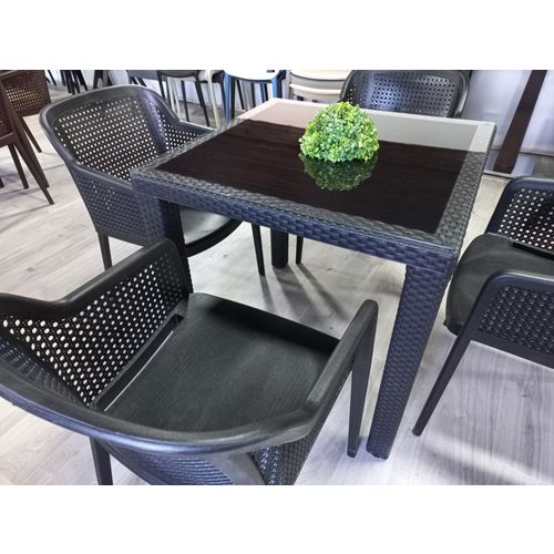 Tilia Baštenski Set Octa, sto i 4 stolice, Crni 80X80 slika 5