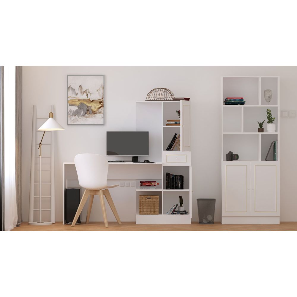 Rb-087 Matte White Radni Sto i Polica slika 2