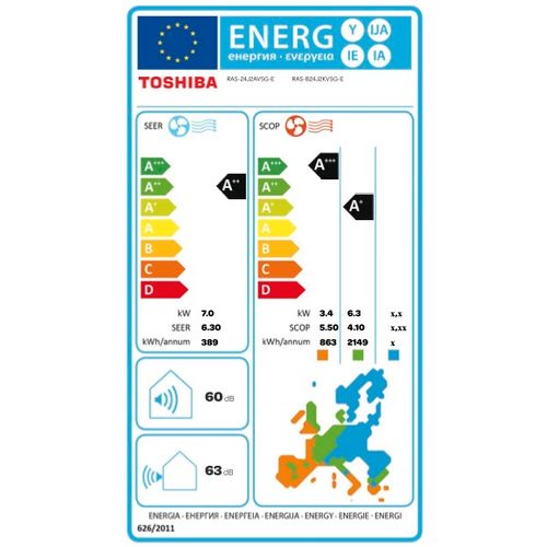 Toshiba klima uređaj 7 kW SHORAI EDGE RAS-B24J2KVSG-E i RAS-24J2AVSG-E, set slika 3