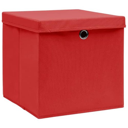 Kutije za pohranu s poklopcima 10 kom 28 x 28 x 28 cm crvene slika 22