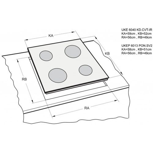 Končar Ugradna staklokeramička ploča UKE 6040 KD.CVT-IR, 4 zone, Širina 59 cm, Crna/Inox slika 3