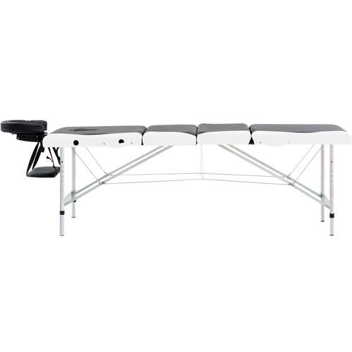 Sklopivi masažni stol s 4 zone aluminijski crno-bijeli slika 10