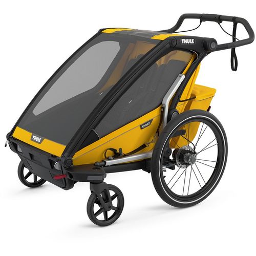 Thule Chariot Sport 2 žuto/crna sportska dječja kolica i prikolica za bicikl za dvoje djece (4u1) slika 3