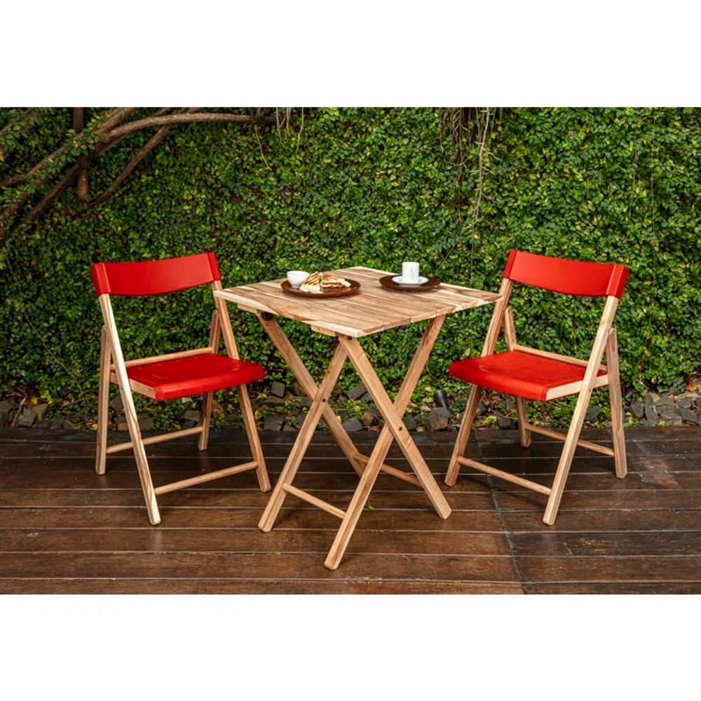 Balkonski set Natural Red, sklopivi, drvo slika 2