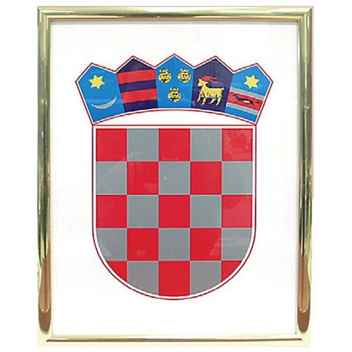 Grb Republike Hrvatske metalni okvir srebrni, 35x50 cm slika 1