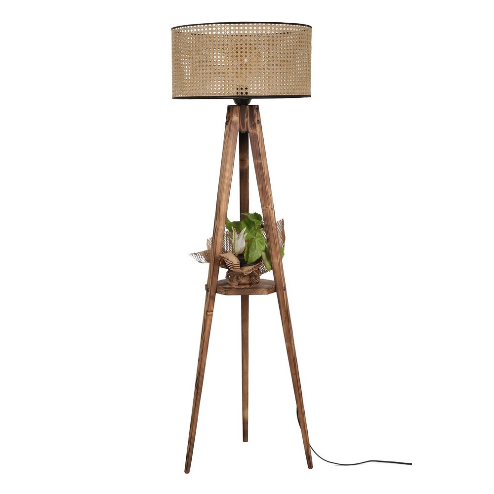 Elegantni Rattan Tripod Lambader sa Drvenim Detaljima slika 2