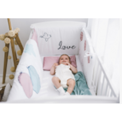 Komplet 3u1: dječji krevetić FreeOn Lory s madracem i 6-djelnom posteljinom Zaljubljeni zeko white/pink slika 8