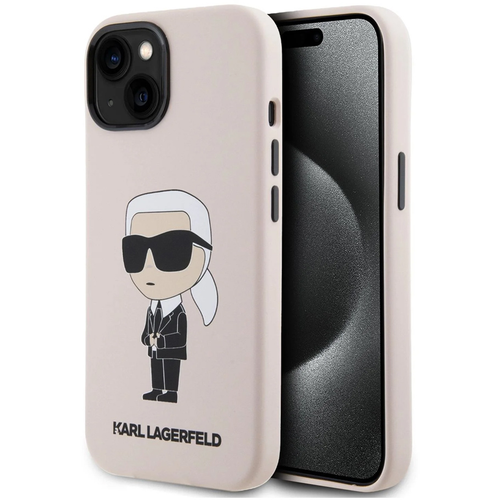 Maska Karl Lagerfeld Hc Silicone NFT Ikonik za iPhone 15 6.1 roze (KLHCP15SSNIKBCP) slika 1