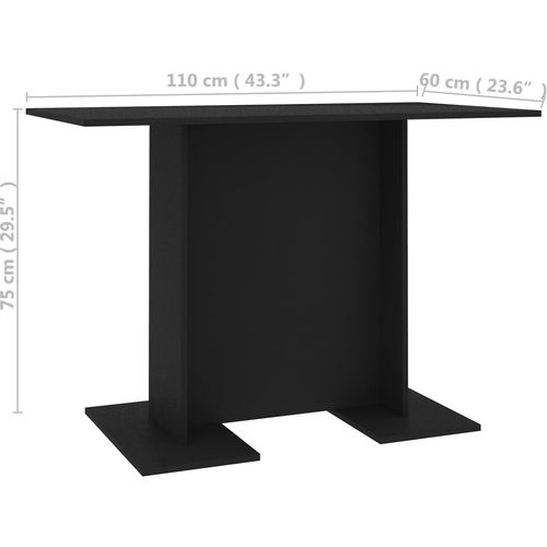 Blagovaonski stol crni 110 x 60 x 75 cm od iverice slika 17