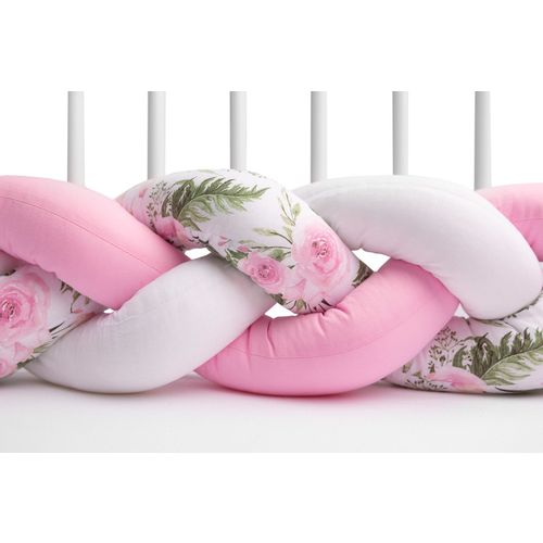 Sensillo pletenica - branik za dječji krevetić 210cm roza slika 1