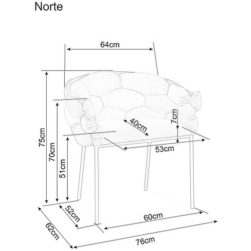 Stolica NORTE - baršun slika 5
